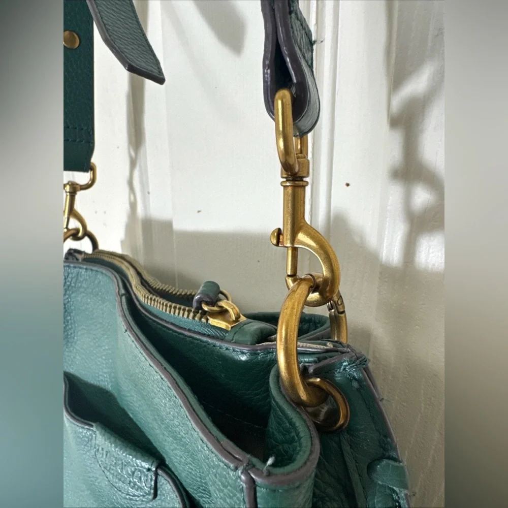 American Leather & Co Green Crossbody Bag Genuine Leather Excellent Condition - Picture 6 of 15